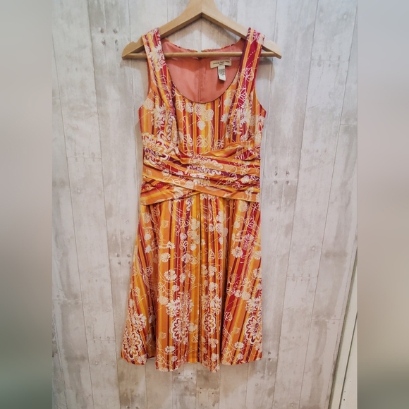 Amanda Smith Cotton Jackie O Colorful Sleeveless Midi A Line Dress Size 4 - Picture 6 of 7